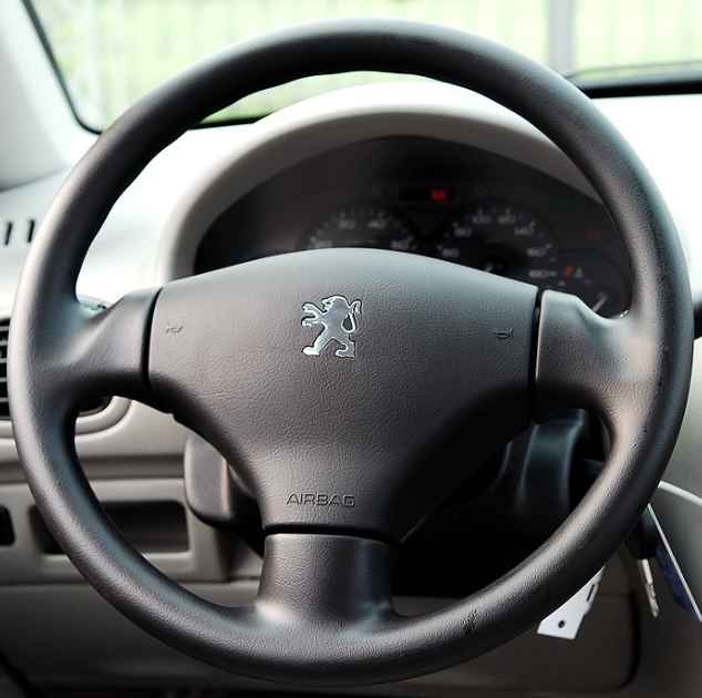 Custom Steering Limited Leather Steering Wheel Cover For Peugeot 206 - Blue Stitch